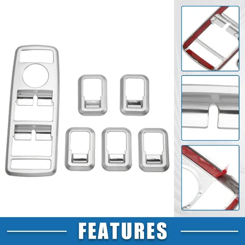 Miniatura 4 de Interruptor de ventana eléctrica para automóvil, bisel para Mercedes Benz a B C E GLE GLA CLA GLK Clase ABS tono plateado (juego de 1)