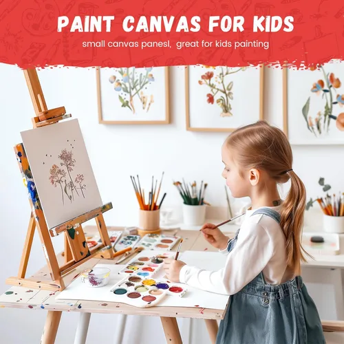 Miniatura 5 de Simetufy Paquete de 96 tableros de lienzo pequeños de 5 x 7 pulgadas, mini paneles de lienzo en blanco, imprimados libres de ácido para pintura al