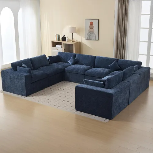 Miniatura 54 de Sofá modular sin hueso de 115 pulgadas, sofá modular modular con otomana, tapizado de gran tamaño, convertible, cómodo sofá de felpilla de 4 plazas