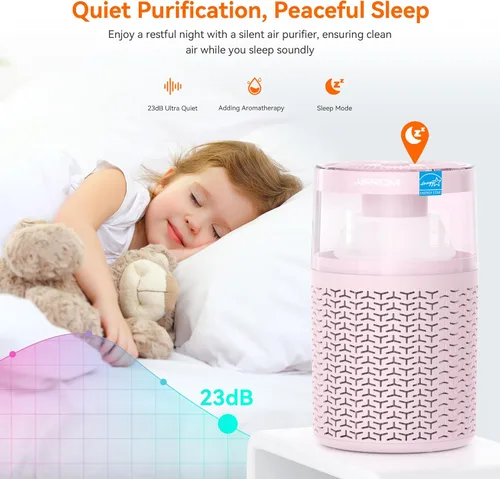 Miniatura 8 de AIRROMI Purificador de aire para mascotas para el hogar y el dormitorio, filtro de carbón activado HEPA, elimina la caspa y el olor de las mascotas