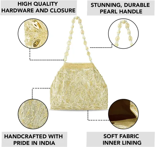 Miniatura 3 de Bolsas indias Potli para mujer, bolso de noche embrague étnico para novia