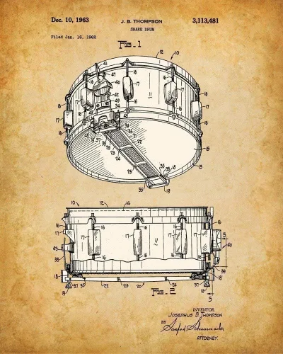 Miniatura 4 de Original Drums - Juego de cuatro fotos (8 x 10) sin marco, hace una gran decoración de estudio de música y regalos para bateristas de menos de $20
