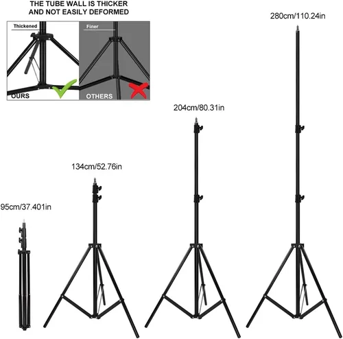 Miniatura 5 de Soportes de luz de trípode de aleación de aluminio para fotografía, soportes de trípode para softboxes, paraguas, reflectores, luces, paquete de 2