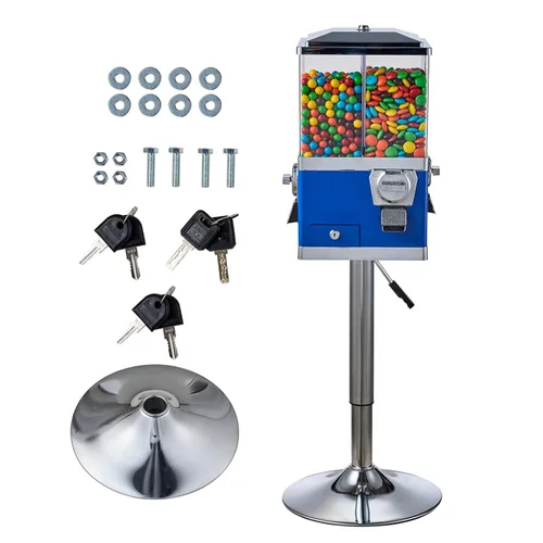 Miniatura 9 de VEVOR Máquina expendedora comercial, dispensador giratorio de cuatro compartimientos para chicles y dulces, banco de dulces accionado por monedas
