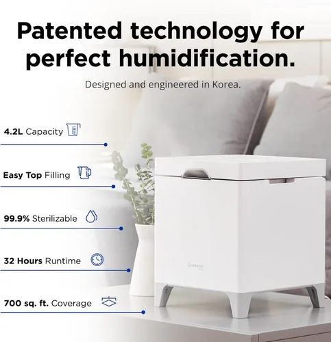 Miniatura 9 de Carepod Cube Plus X50V Humidificador de Acero Inoxidable - Fácil de Limpiar, 3 Ajustes de Nivel de Vapor, Función de Humedad Automática y Apagado