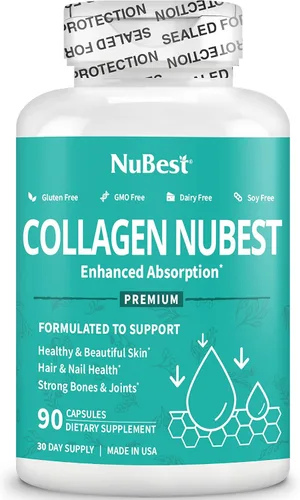 Miniatura 6 de NuBest Péptidos de colágeno súper colágeno, revitaliza la piel, el cabello y las uñas, fuerza ósea y articular, fórmula de colágeno de belleza