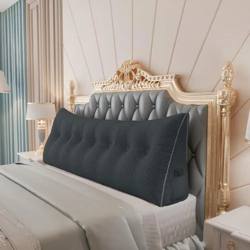Miniatura 29 de Almohada de cabecera gruesa totalmente rellena individual XL, cabecero acolchado de dormitorio, soporte suave y firme, cojín grande triangular, Azul