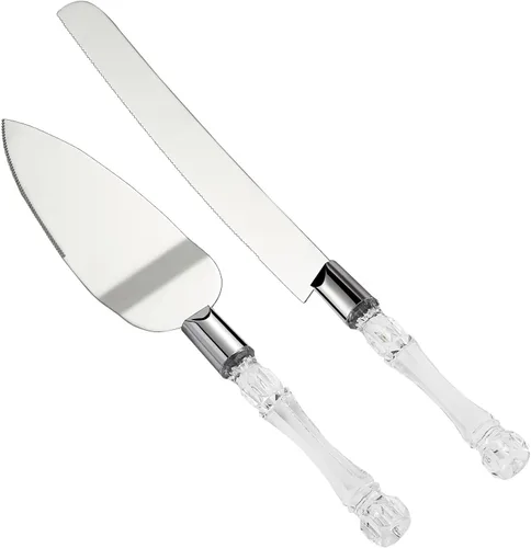 Miniatura 9 de AW BRIDAL Sr. Sra. Juego de cuchillo y espátula para pastel de boda, juego de corte de pastel plateado para boda, cortador de pasteles y servidor