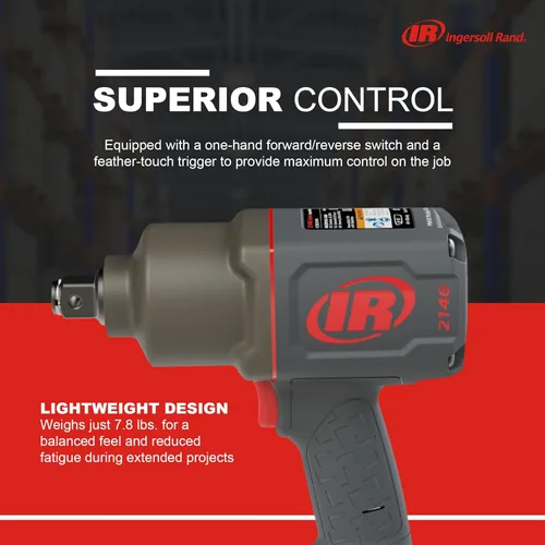 Miniatura 5 de Ingersoll Rand 2146Q1MAX Llave de impacto neumática de transmisión de 3/4 pulgadas con diseño silencioso de empuñadura de pistola y par de torsión
