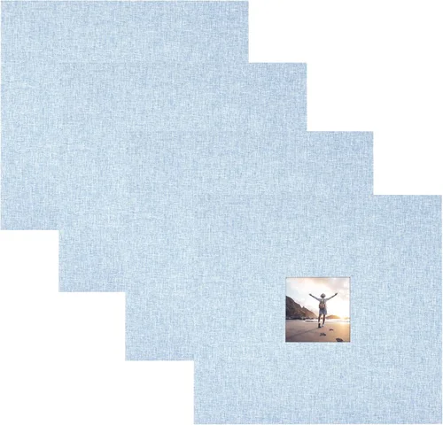 Miniatura 23 de MCS Álbum de recortes expandible de 10 páginas con diseño de chevron con purpurina con cubierta con abertura para foto y páginas de 12 x 12 Azul