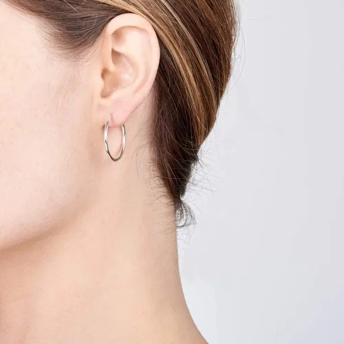 Miniatura 20 de Amberta® Aretes de plata de ley 925 con círculos finos y sin fin. Tamaño del diámetro: 20 30 40 60 2.953 in