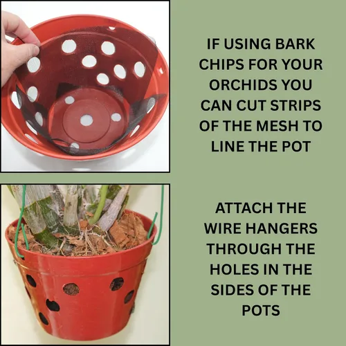 Miniatura 5 de Juego de 8 macetas de orquídeas colgantes de plástico grueso fuerte con agujeros y perchas. 2 macetas de orquídeas de 9 pulgadas de ancho, 7.5