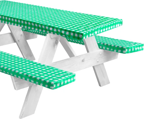 Miniatura 11 de LINPRO - Funda de mesa de picnic de 6 pies con fundas para bancos, fundas ajustadas de mesa de picnic de vinilo con elástico, elementos esenciales
