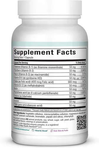 Miniatura 2 de Maxi Health Complejo de vitamina B – Complejo B de alta potencia Vitaminas B-50 con B1, B2, B3, B6, B12, biotina y folato – Apoya la energía celular