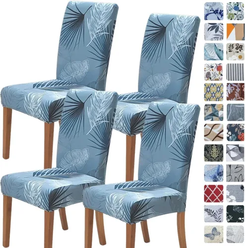 Miniatura 61 de SPRINGRICO Paquete de 6 fundas blancas para sillas de comedor, fundas elásticas para sillas de comedor con diseño floral, de elastano lavable