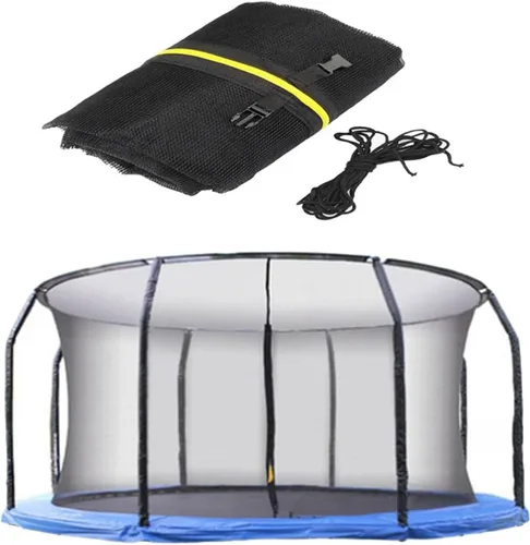 Red de seguridad de repuesto para cama elástica, 12 pies, resistente a los rayos UV, malla envolvente con cremalleras y hebillas, se adapta a la