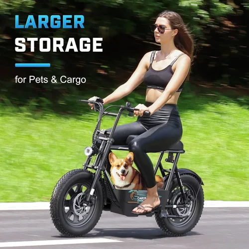 Miniatura 3 de Caroma Peak - Patinete eléctrico de 1200 W con asiento, motocicleta eléctrica de 16 pulgadas con neumáticos gruesos, rangos máximos de 30 millas