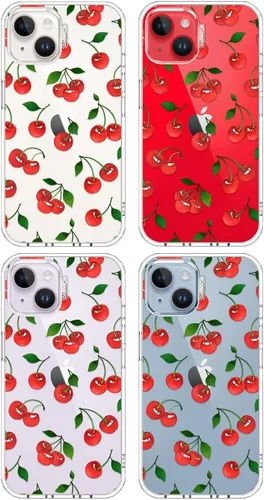 Miniatura 3 de MOSNOVO para iPhone 13/14 Funda de grado militar probada contra caídas de 2.01m Transparente con lindo diseño de cereza Claro - Linda cereza