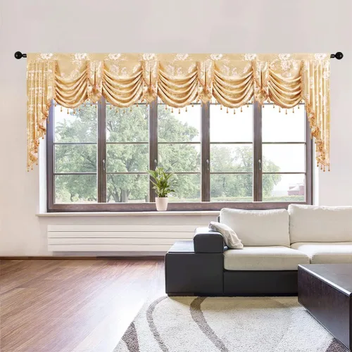 Miniatura 26 de ELKCA - Cenefa de cascada de tejido jacquard para dormitorio, cenefa de cortina de lujo para sala de estar