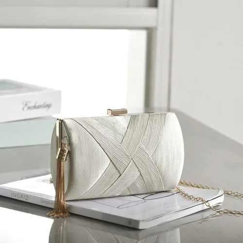 Miniatura 6 de YAPAIOU Bolso de mano para mujer, bolso de mano de noche con borla, bolso cruzado y bolso de hombro para fiesta de noche de boda