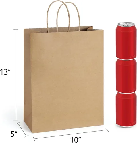 Miniatura 2 de BagDream Bolsas de regalo de 10 x 5 x 13 pulgadas, 50 bolsas de regalo de papel kraft marrón con asas a granel para compras, mercancía, venta al por