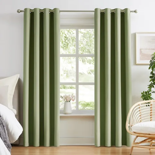 Miniatura 10 de Melodieux - Cortinas opacas para dormitorio color azul claro, cortinas oscuras de 72 pulgadas de largo, juego de 2 paneles, 100% de algodón