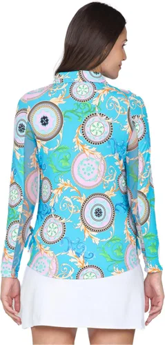 Miniatura 8 de IBKUL Athleisure Wear 48654 - Polo de manga larga con protección solar UPF 50+ Icefil Cooling Tech Debbie Print de longitud ajustable