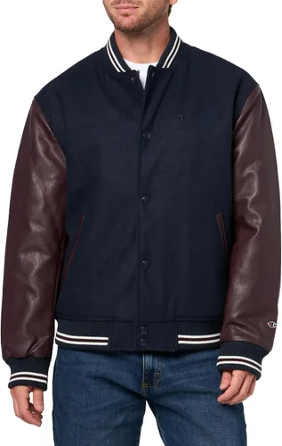 Miniatura 8 de Champion Men's Letterman Varsity Bomber Jacket With Faux Leather Sleeves
