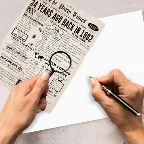 Miniatura 2 de Tarjeta de regalo de cumpleaños número 34 para hombres y mujeres, tarjetas de regalo grandes de cumpleaños de 34 años para marido y esposa