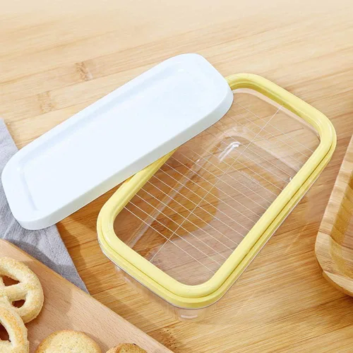 Miniatura 6 de Mantequillera rectangular con tapa con cortador para cortar y almacenar fácilmente, caja de mantequilla para refrigerar, contenedor de mantequilla