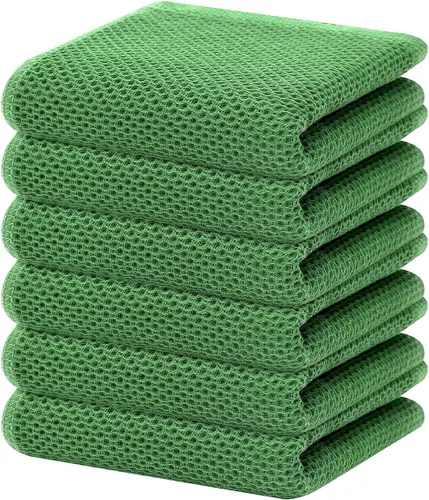 Miniatura 192 de Homaxy Paños de cocina de 100% algodón con tejido de gofre, ultra suaves, absorbentes, de secado rápido, 12 x 12 pulgadas, paquete de 6, amarillo