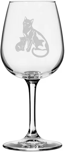 Miniatura 199 de Copa de vino de 12.75 onzas con temática de gato abisinio grabada para todo uso