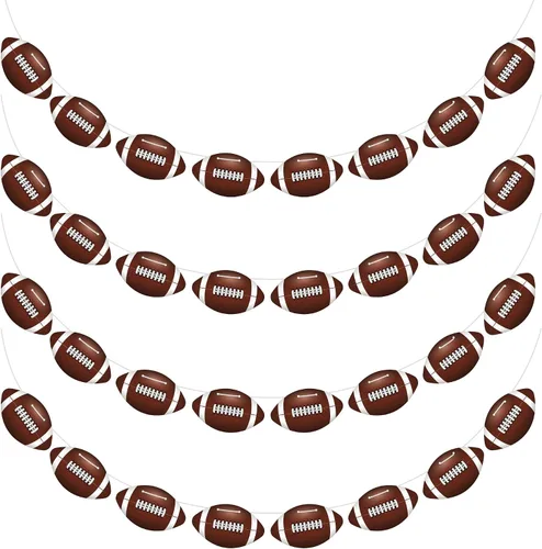 4 piezas - Decoraciones de fiesta de fútbol - Bandera de fútbol - Decoraciones colgantes de fútbol para decorar la fiesta temática de cumpleaños,