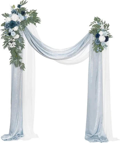 Miniatura 19 de Ling's moment Kit de Flores Artificiales de Arco de Boda de Otoño Paquete de 4, 2pcs Arreglo Floral Colgante 2pcs Cortinas de Ceremonia Telón