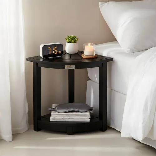 Miniatura 8 de VICTORY RELAX Estante esquinero de madera de acacia para ducha interior, banco de ducha impermeable y reposapiés para afeitarse las piernas, asiento