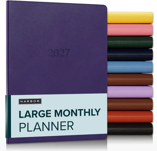 Miniatura 39 de Harbor Agenda mensual grande 2025-2026, calendario y cuaderno, piel sintética duradera, 14 meses, 96 páginas, tapa suave y ligera, flor de orquídea
