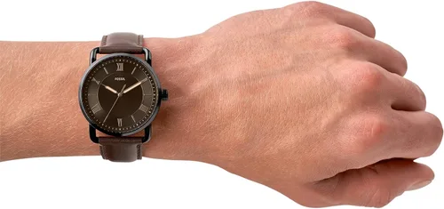 Miniatura 6 de Fossil Copeland - Reloj de cuarzo de acero inoxidable con correa de piel para hombre