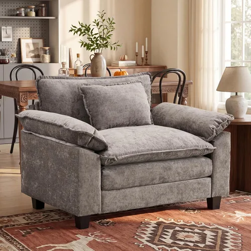Miniatura 24 de Oprisen Sofá Seccional Modular, Cómodo Cloud Couch Sofá Seccional, Sofá Cama de Chenilla con Asiento Profundo con Almohadas Decorativas para Sala