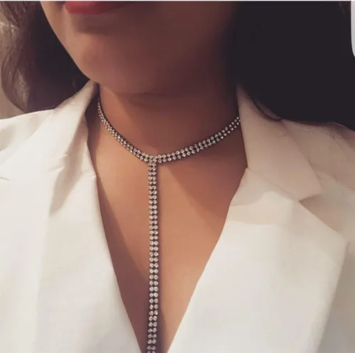 Miniatura 3 de Gargantilla de diamantes de imitación de plata brillante gargantilla de cristal para mujer