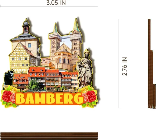 Miniatura 3 de Bamberg Alemania - Imán de madera 3D para nevera, recuerdos coleccionables, decoración hecha a mano