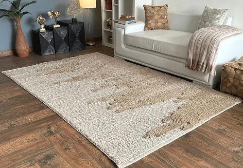 Miniatura 3 de Alfombra hecha a mano de lana dorada, fibra natural viscosa de fácil mantenimiento, alfombra para sala de estar, cama, habitación familiar, pisos