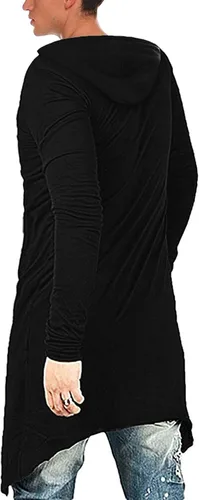 Miniatura 2 de COOFANDY - Sudadera larga con capucha para hombre, diseño hip hop tipo capa, de mezcla de algodón