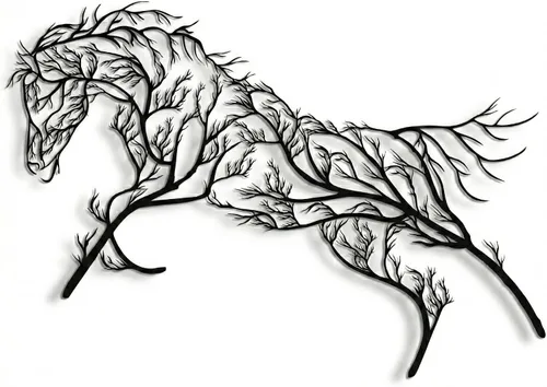 Arte de pared de metal, decoración geométrica de caballo y árbol, decoración de oficina en casa, entrada, dormitorio, sala de estar, colgar en la