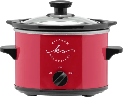 Kitchen Selectives Serie Color de olla de cocción lenta de 1 1/2 cuartos de galón, olla de cocción lenta para salsas, sopa y más, calentador Rojo