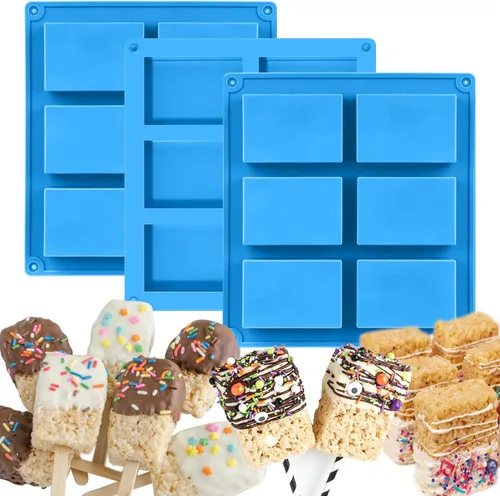 Miniatura 8 de Sidosir 3 moldes cubiertos de chocolate para galletas S'mores, moldes cuadrados de 6 cavidades de silicona para Smores, molde antiadherente de Azul