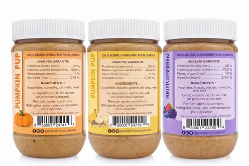 Miniatura 2 de Bark Bistro Company, Superberry Snoot + Barkin Banana + Pumpkin Pup, mantequilla de maní 100% natural para perros, golosinas saludables para perros