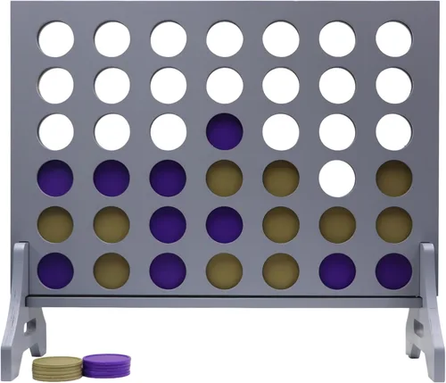 Miniatura 19 de Juego gigante 4 en una fila para familia y adultos – Tailgating Pros Jumbo de madera gris cuatro en una fila juego de patio para interiores