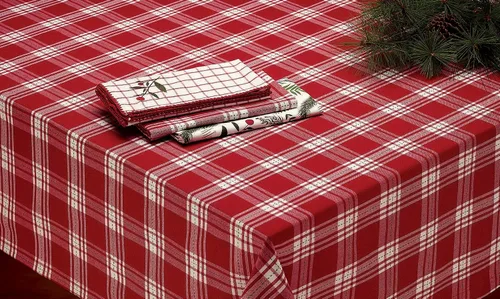 Miniatura 3 de DII Holiday Sprigs - Mesa de comedor y decoración de cocina, juego de servilletas, 20 x 20, cuadros Dobby rojos y blancos, 6 piezas