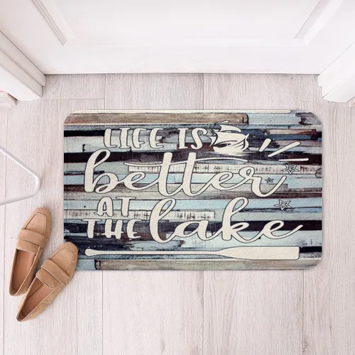 Miniatura 10 de Feelyou Lake House - Alfombra de baño antideslizante de 20 x 32 pulgadas, alfombra de baño rústica para puerta de casa de campo, lago, barco, rojo