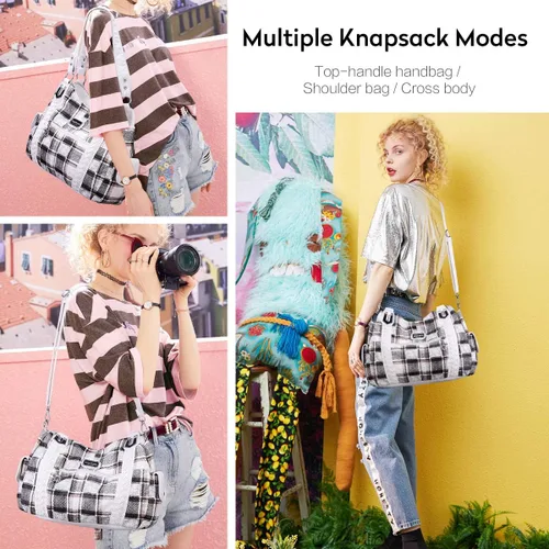Miniatura 13 de Angel Barcelo - Bolsa de hombro amplia para mujer, diseño Hobo, cuero lavado